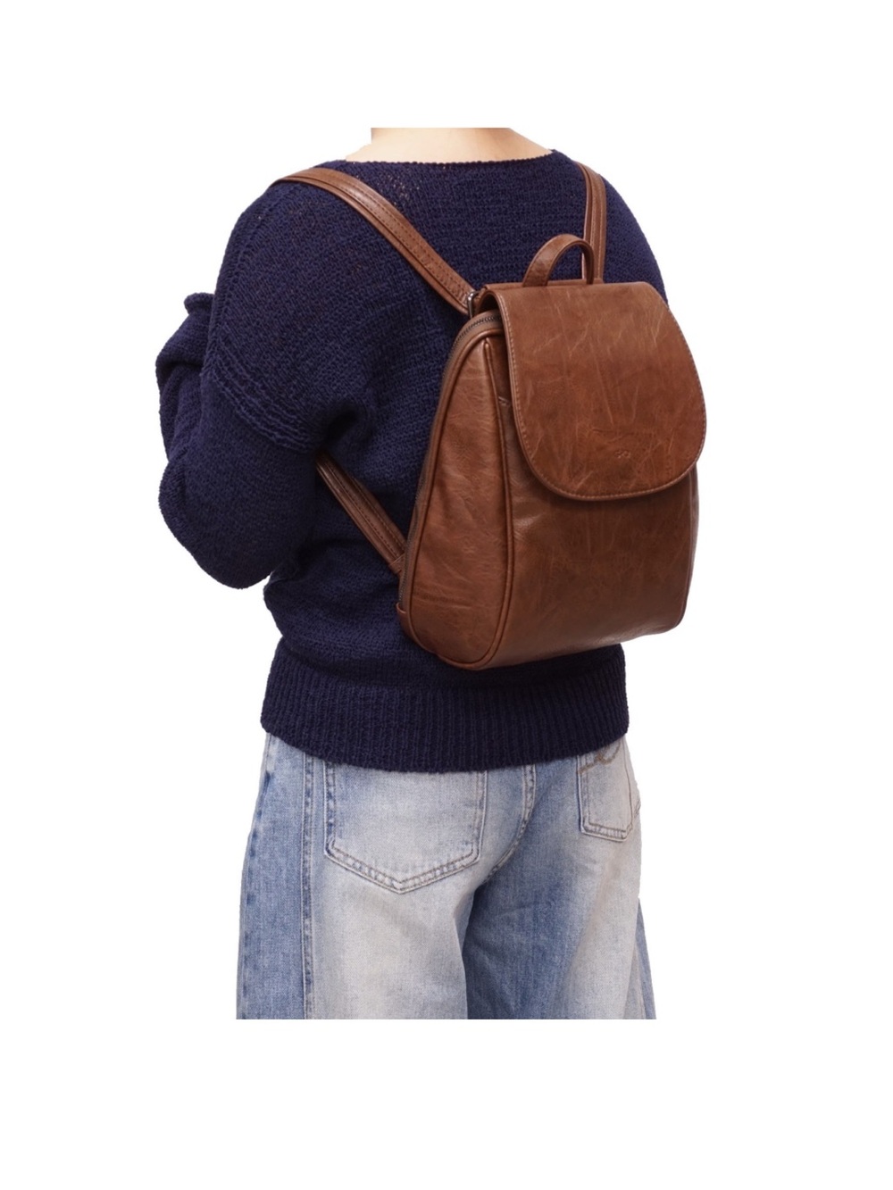 Brown Leather Women's Backpack S&Q
